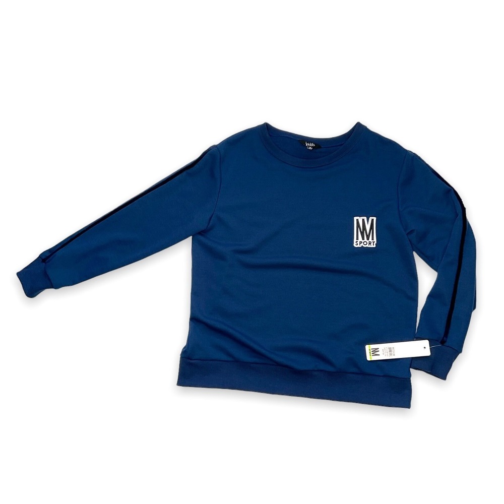 Nicole Miller Sport Sweatshirt Women Medium Blue Long Sleeve Athleisure NWT